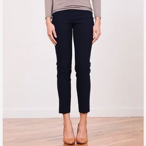 AVENUE MONTAIGNE Milan Black Stretchy Pull-On Ankle Pants w Split Back Hems